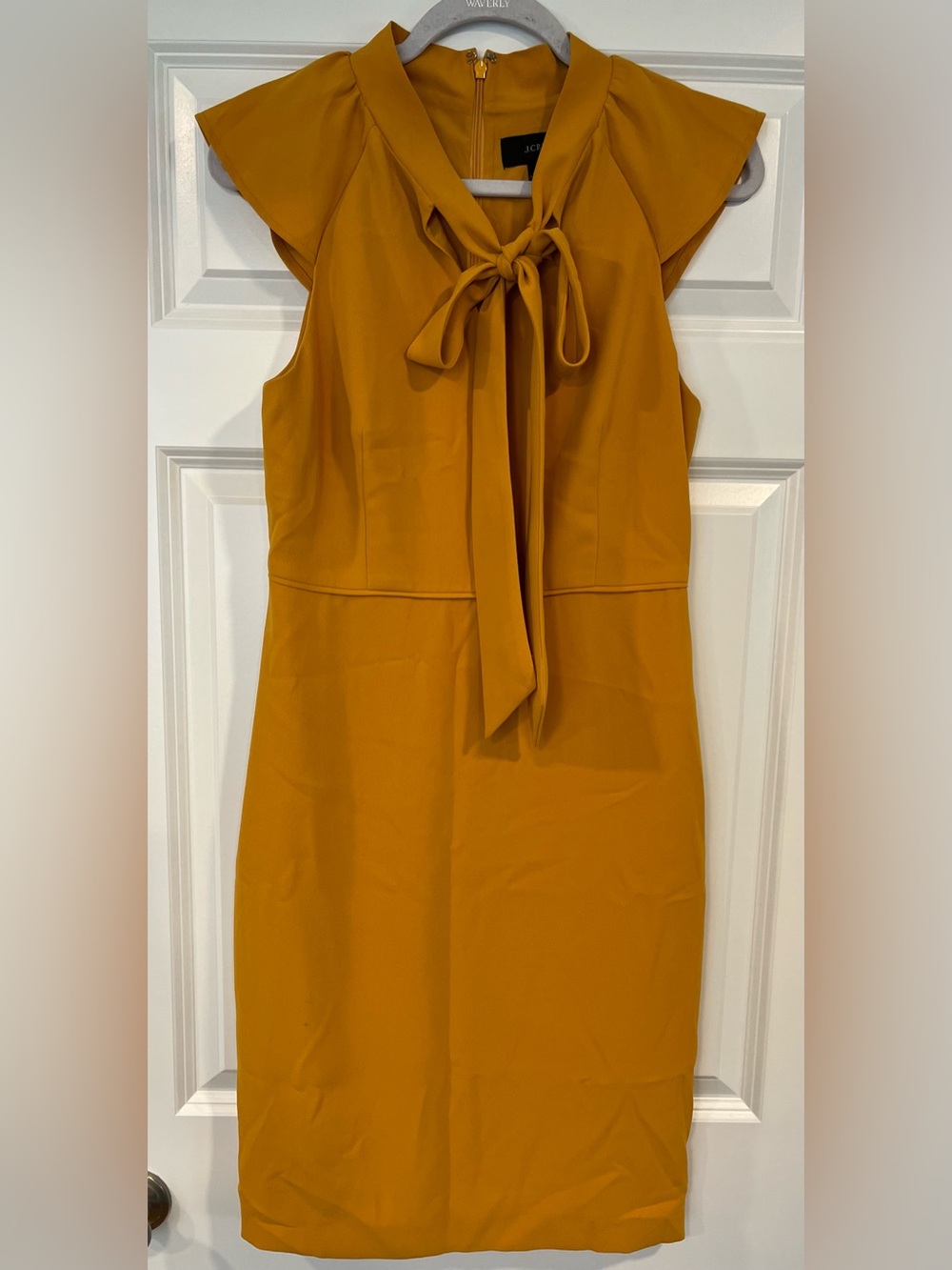 J. Crew Mustard Tie-Neck Sheath Dress